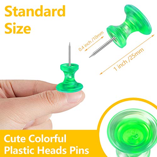 100 Pieces Giant Push Pins 1 Inch Standard Thumb Tacks Steel Point And Plastic Head Push Pins For Cork Board (Red, Yellow, Blue, Green, Clear) #TOP1