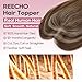 REECHO Hair Toppers for Women Real Human Hair, Seamless Human Hair Toppers with Bangs, 360° 3D Cover Clip in Bangs Hair Extensions for Daily Wear, Medium Brown with Highlights
