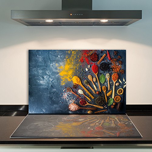 Ceranfeldabdeckung 1 Teilig 80x52 cm Herdabdeckplatten aus Glas Gewürze Orange Gelb Rot Elektroherd Induktion Herdschutz Spritzschutz Glasplatte