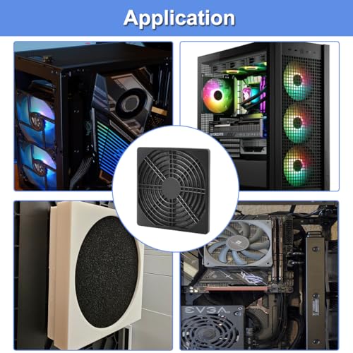 HAAMNING7 4 pcs 120mm Fan Filter Cover, PC Fan Dust Cooling Mesh Case, Black Square Computer Case Fan Dust proof Filter for PC Computer Case Server Case USB Cooling Fan - Image 6
