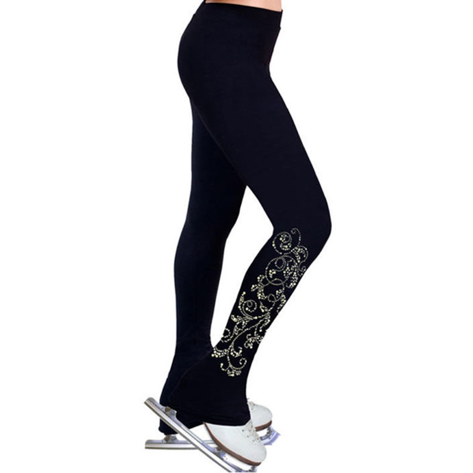 Leggings da Pattinaggio Artistico,Strass Leggings Sportivi,Allenamento Pantaloni da Pattinaggio su,Proteggi Il Tuo Corpo,Adatto per La Pratica E La Competizione