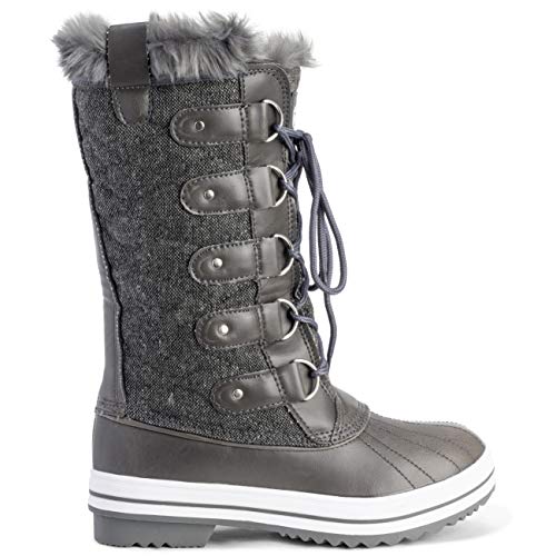 Image of POLAR Womens Snow Boot Nylon Tall Winter Fur Lined Snow Warm Waterproof Rain Boot