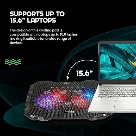 (Refurbished) CosmicByte Wind RGB Laptop Cooling Pad, Dual 120mm RGB Fans, Elevated Height, Laptop Holder, Supports up to 15.6" Laptops (Black) - Image 3