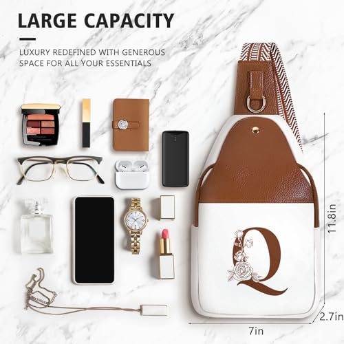Image of Lizznoe Personalized Crossbody Bag for Women Leather Sling Bags with Initial Letter Chest Bag for Travel, Gift for Mom Wife
