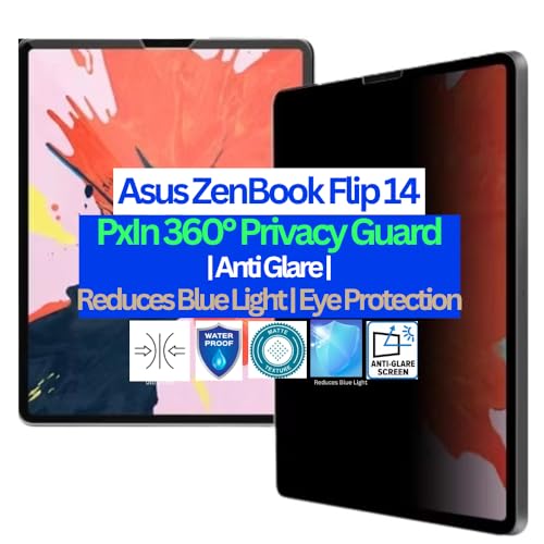 Image of Pxin Tablet Privacy Guard compatible with Asus ZenBook Flip 14 | Screen protector | Anti-Glare | Blue light filter | 360 degree Anti Spy | Eye Protection