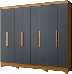 Guarda Roupas Casal 8 Portas 4 Gavetas Diplomata Freijó/Cinza