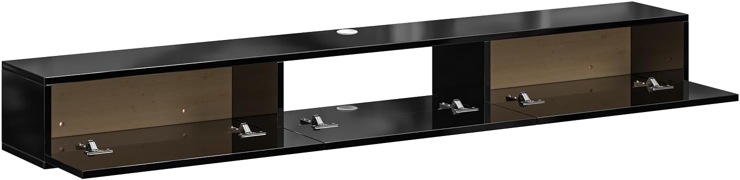 FurniNova Floating TV Stand with 3 Doors,Modern Floating TV Console Cabinet with Storage,Plywood Floating TV Shelf, Wall Mount TV Stand with Cable Holes for up to 50 Inches TVs, 47IN Black