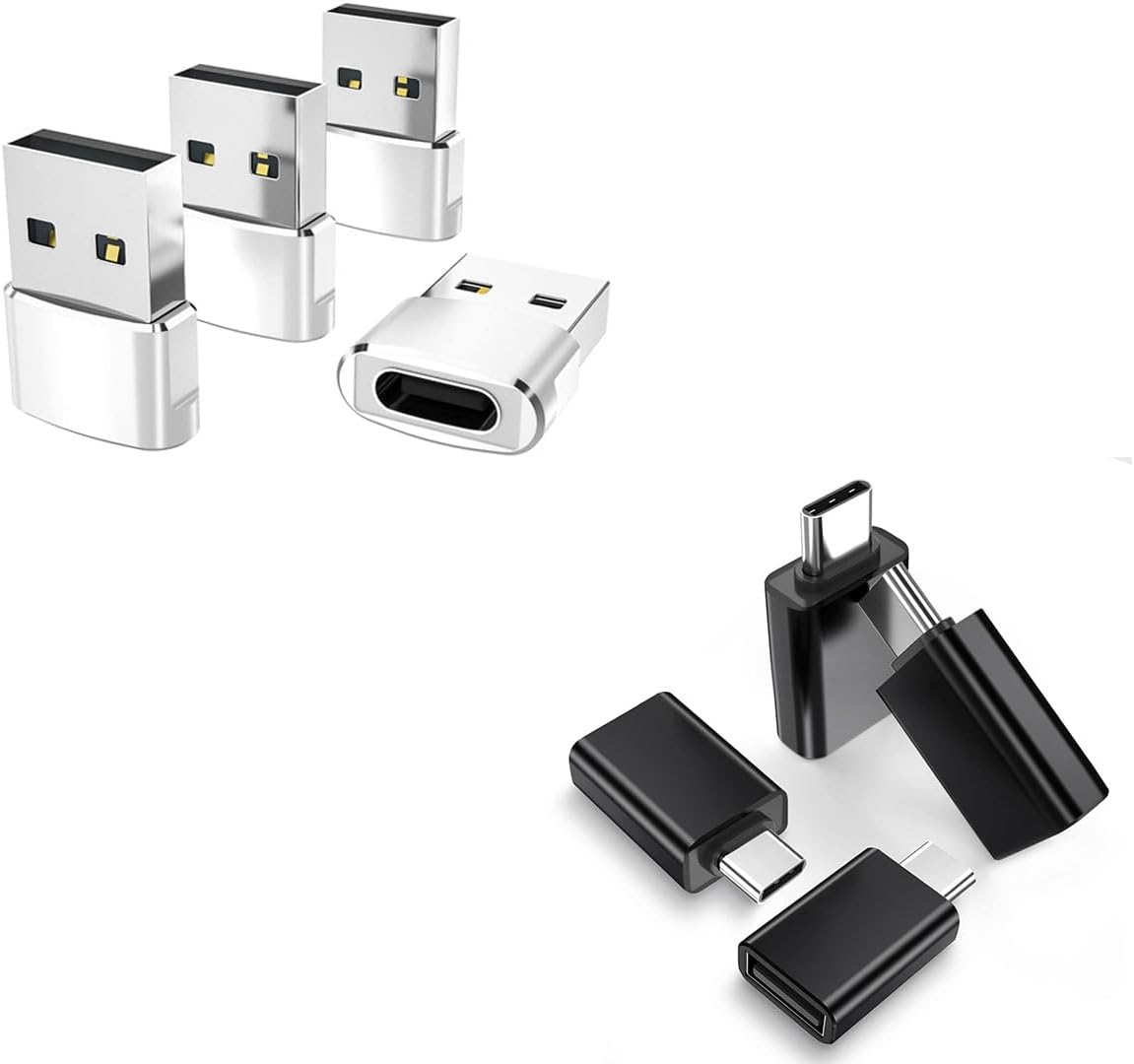 Elebase 4 Pack USB to USB C Adapter and 4 Pack USB C to USB Adapter for Apple Watch Ultra iWatch 7 8 SE,iPhone 12 13 14 15 Pro Max Plus,Airpods,iPad 8th 9th 10th Air 4th 5th Mini 6th Generation