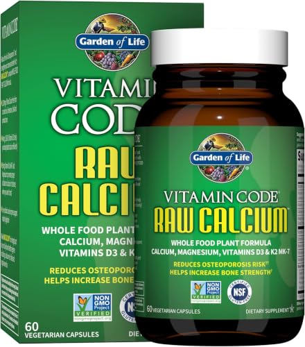 Image of Garden of Life Raw Calcium Supplement for Women and Men-Vitamin Code Made from Whole Foods with Magnesium, K2, Vitamin D3 and C Plus Probiotics for Digestion, 60 Capsules (Pack of 6)