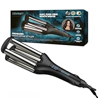 Revamp Progloss Wave Define Styler Professional, Ionen-Technologie, Zylinder angereichert mit Progloss Super Smooth Keratin, Argan- und Kokosöl, kräuselfreies Design für geschmeidige S-Wellen