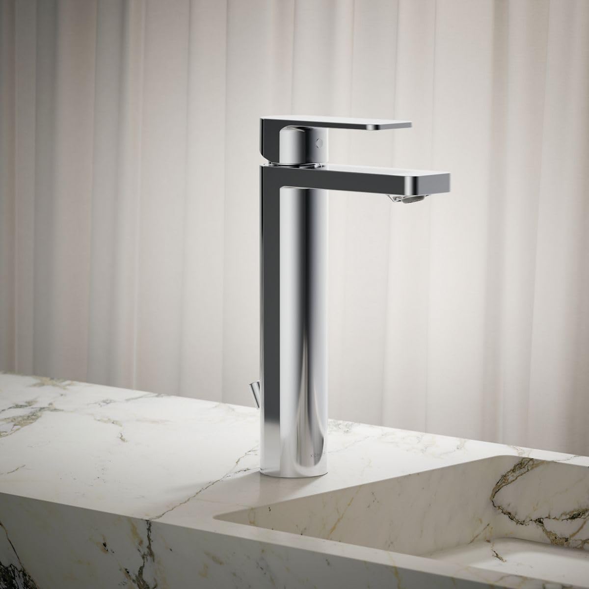 Kohler K-23475-4N-CP Parallel Tall Single Handle Bathroom Sink Faucet, .5 GPM, Polished Chrome