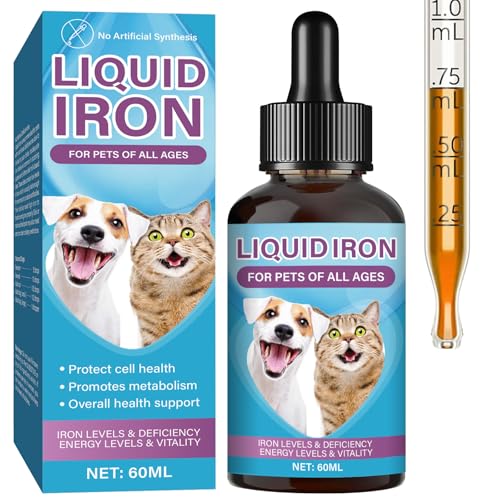 Liquid Iron Supplements for Cats & Dogs, Liquid Iron Drops with V...