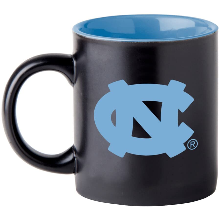 Boelter Brands Two Toned Matte Black Coffee Mug, NCAA Team Logo with Inner Team Color (North Carolina Tar Heels)