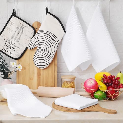 Image of Homaxy 100% Cotton Waffle Weave Kitchen Dish Cloths, Ultra Soft Absorbent Quick Drying Dish Towels, 12 x 12 Inches, 8-Pack, White
