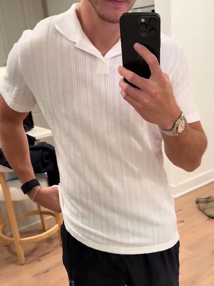 Mens Fashion Polos T Shirts - Old Money Beach Outfit Menswear Style - Image 6