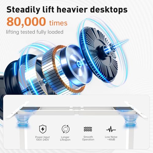 Image of Dual Motor Standing Desk Frame 256 lbs Weight Capacity, Stand up Desk Frame Workstation, Electric Adjustable Legs, 3 Memory Height Settings, with Cable Management Tray, 2pcs Headphone Hook