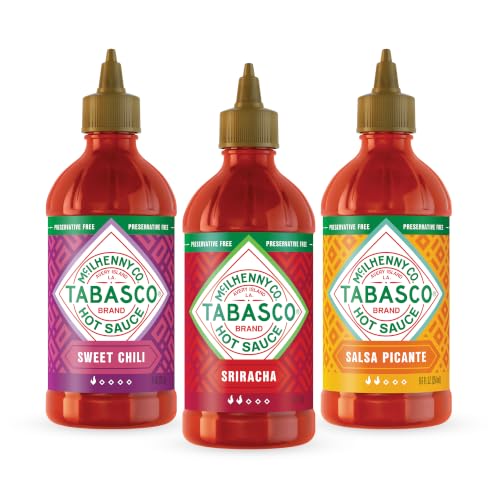 Image of TABASCO Brand Squeeze Variety Pack, Sriracha + Sweet Chili Sauce + Salsa Picante (Pack of 3), Great Range of Flavor for Every Cuisine in Easy-to-Squeeze Bottles, Classic Asian & Mexican Sauces