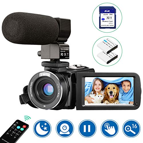 Video Camera Camcorder with Microphone Webcam, Aasonida Digital YouTube Camera with IR Night