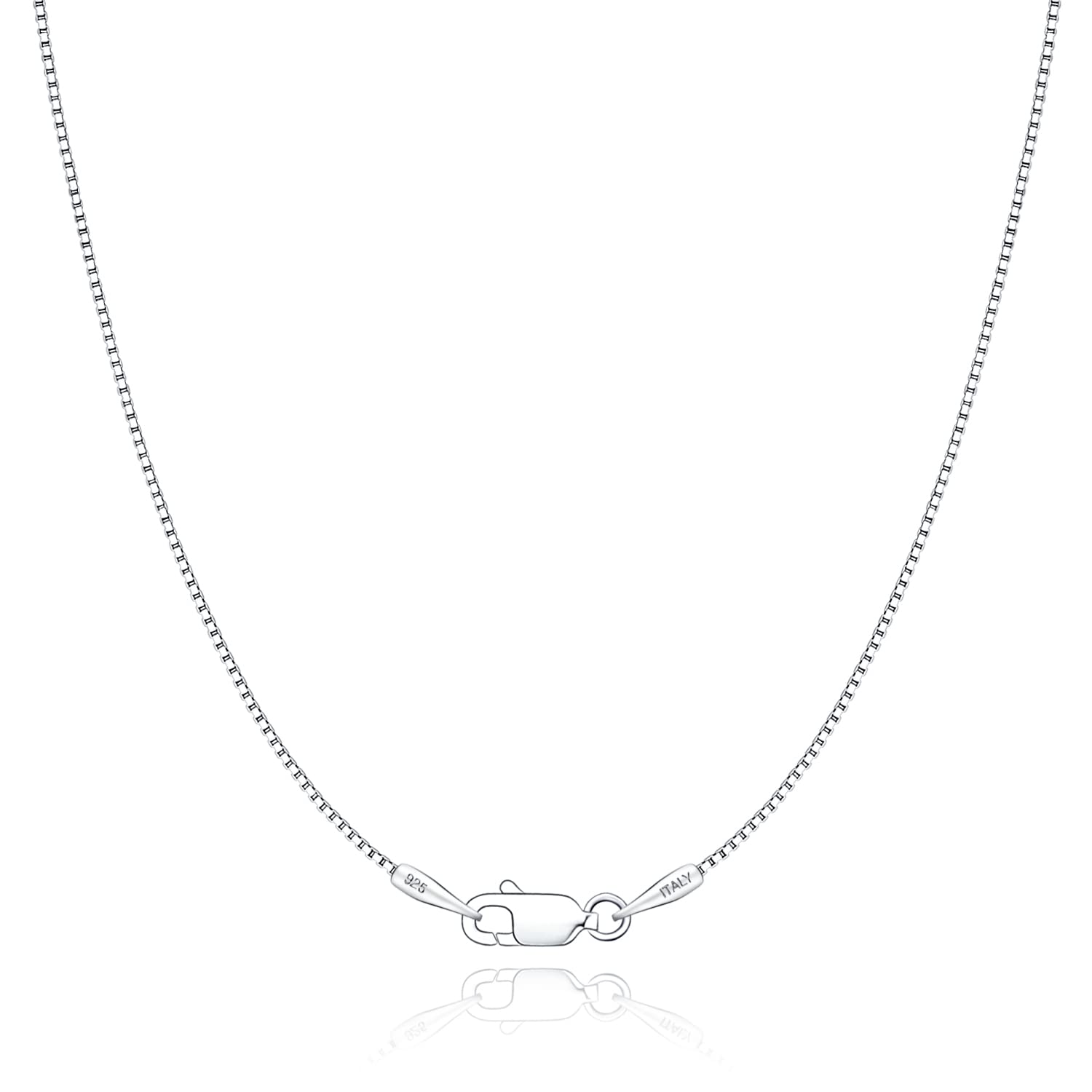 Momlovu 925 Sterling Silver Chain Necklace for Women - 0.9mm Box Chain Italian Silver Necklace Chain Hypoallergenic Replacement Necklace Chain Thin & Sturdy Silver Chains 16/18/20/ image 2