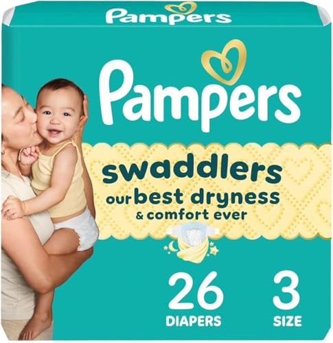 Image of Pampers Swaddlers Diapers, Size 3 (13-26 lbs), 26 Count, Absorbent, Keeps Baby Dry and Comfortable, Skin Safe Disposable Baby Diaper (Packaging May Vary)