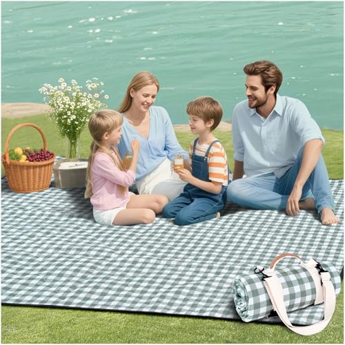 Genovega Waterproof Picnic Blanket Beach Outdoor Camping Mat Extra Large Foldable Cute Big Travel Essential Accessories Gift Park Patio Lawn Garden Grass Ground PlayMusic Festival Concert Must Have
