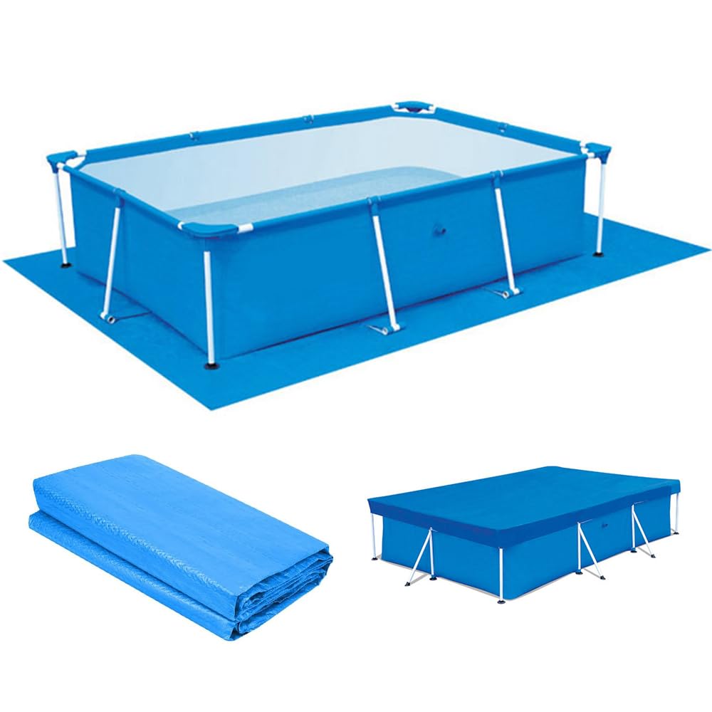 Nzkeuf Pool Ground Cloth, 295 * 206CM Foldable Swimming Pool Floor Protector, Waterproof Square Swim Pool Mat for Inflatable, Frame and Above Ground Pools Hot Tub Spas