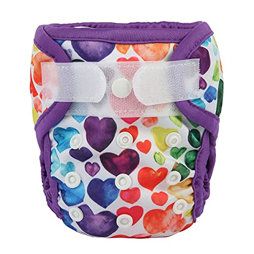 Image of Newborn Baby Cloth Diaper Cover Nappy Hook and Loop (Multicolor Hearts)