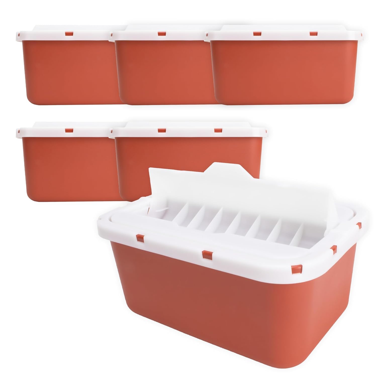 Sharps Container for Home Use & Professional, 1 Gallon (5-Pack) with Locking Lid, Biohazard Needle and Syringe Disposal, Professional Medical Grade