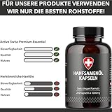Hanföl in Softgel-Kapseln | Hochdosiert mit 1000mg Hanfsamenöl pro Kapsel | Von Active Swiss | Kaltgepresst für 210 Tage / 7 Monate