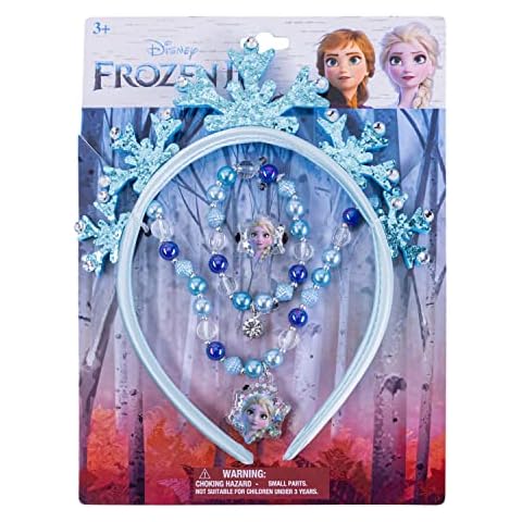 LUV HER Frozen Princess Dress Up Accessory Set - 3 Pcs Jewelry Set - Blue Princess Elsa Tiara, Bracelet - Elsa Necklace - Birthday, Holiday Gifts For Girls - Toys Dress Up Kit - Ages 3+ Cover