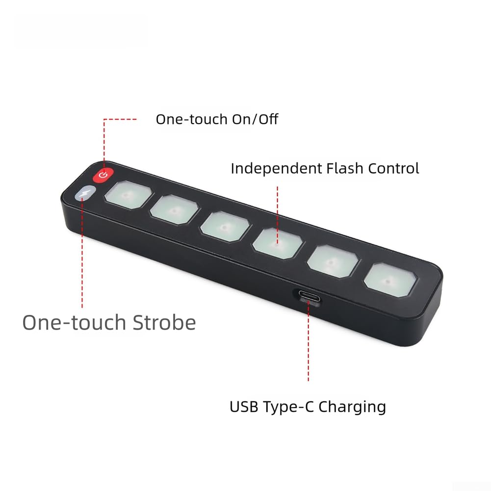 Panel de control táctil inalámbrico de 6 vías RGB intermitente interruptor de relé electrónico 80 A corriente máxima USB C carga metal ABS construcción para coche, camión, vehículo