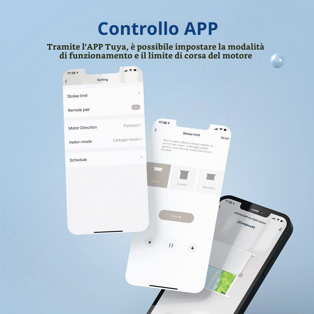 zemismart WiFi Motorizzato Tende a Rullo Motore per Tubo da 38 MM 2Nm Motore Tubolare per Otturatore Max 10 KG Blind Smart Life/Timer APP Tuya,Controllo Vocale Alexa Echo Telecomando (10)