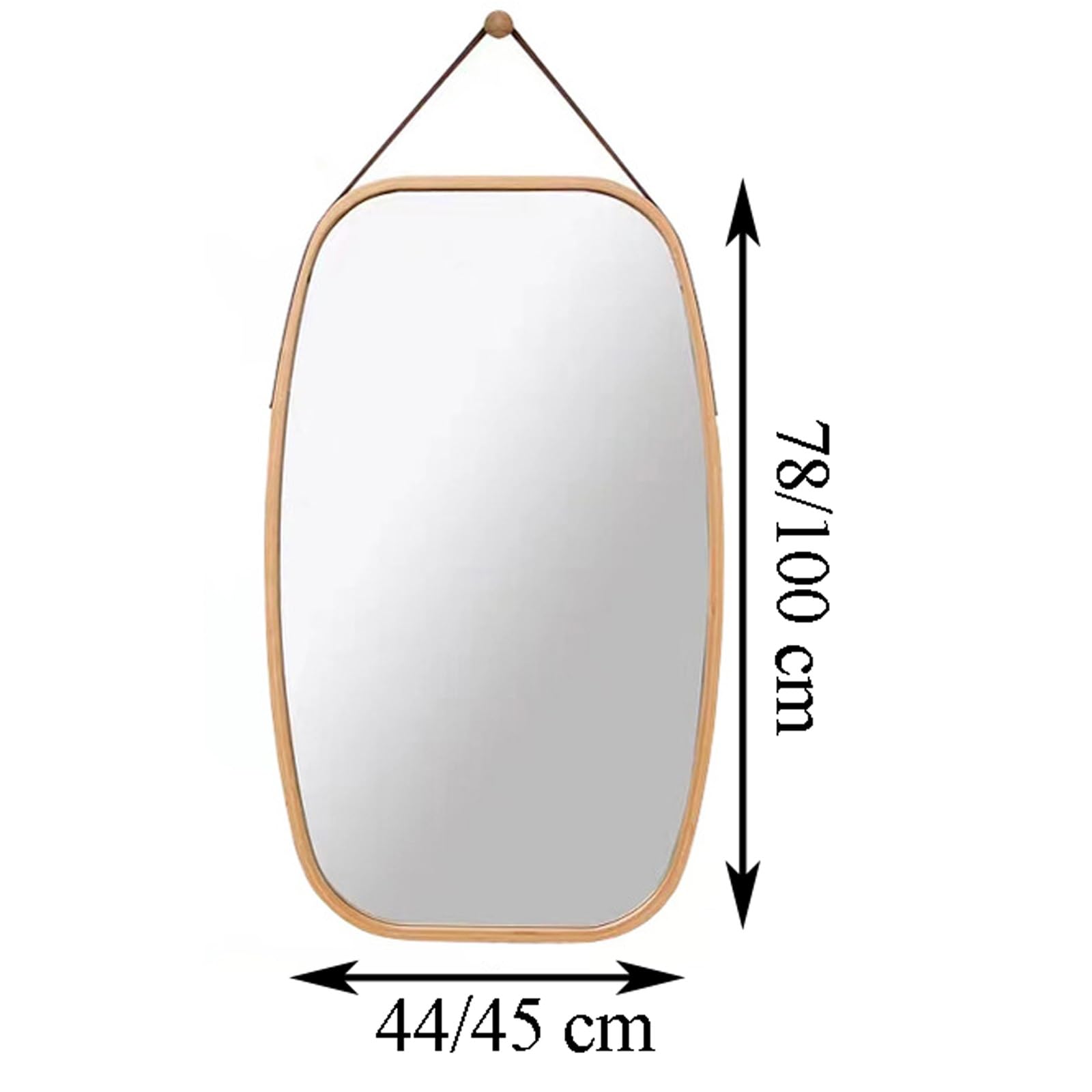 Lustro Vanity Lustro ścienne montowane konfiguracja do przedpokoju do powieszenia łazienki salonu (jasne drewno, 78 x 44 cm)