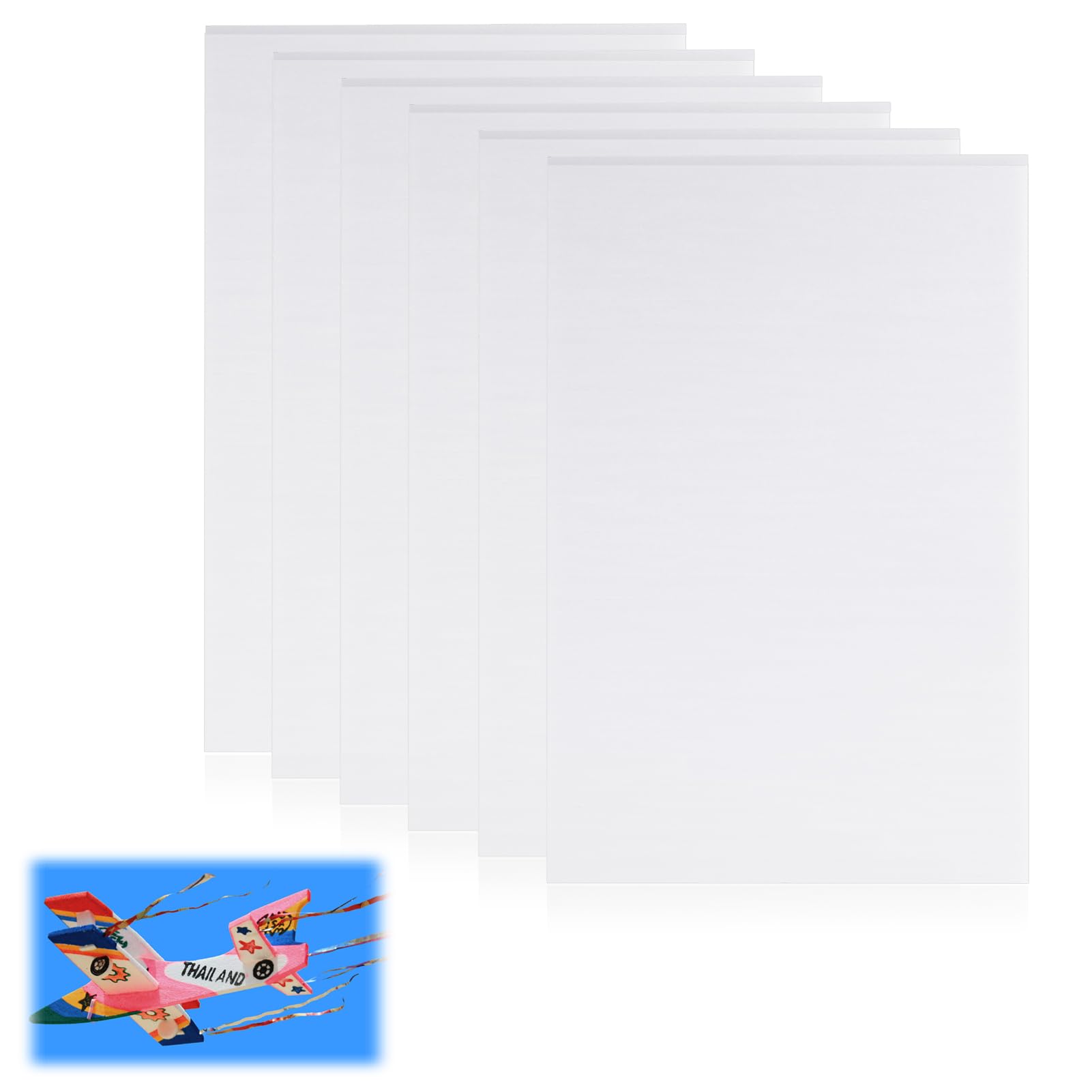6PCS Plaques Mousse Blanches 30x20cm, Panneaux en Mousse Blanche 5 mm, Carton Plume pour Bricolage, Affichage, Maquettes, Plaque Polystyrene pour Projets DIY, Art, Ecole, Décoration