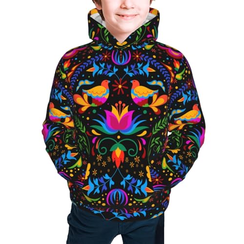 Mexican Flower Traditional1 Kid Hoodies Boys Sweatshirts Girls Pullover with Pocket3