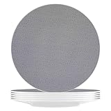 Seltmann Weiden Life Fashion Elegant Grey Speiseteller 6er Set, 28 cm, Flache Essteller mit modernem Strukturdesign, Mix & Match Geschirr, Porzellan, Grau/Weiß