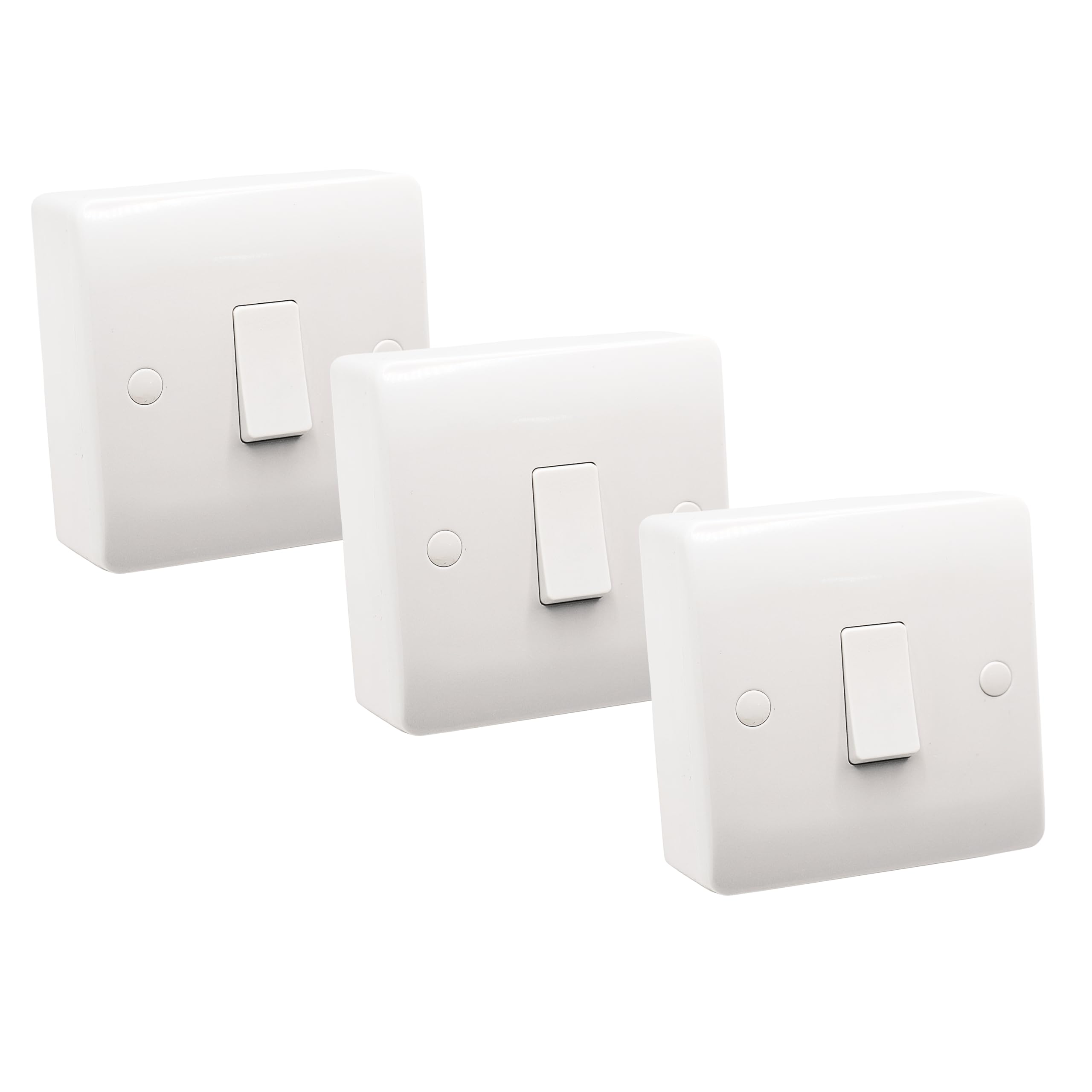 SHPELEC ยฎ Premium Curved Edge White Electrical Switch Range - Convenient and Versatile Power Solution (1G Switch + Back Box, 3 Pack) โ image 1