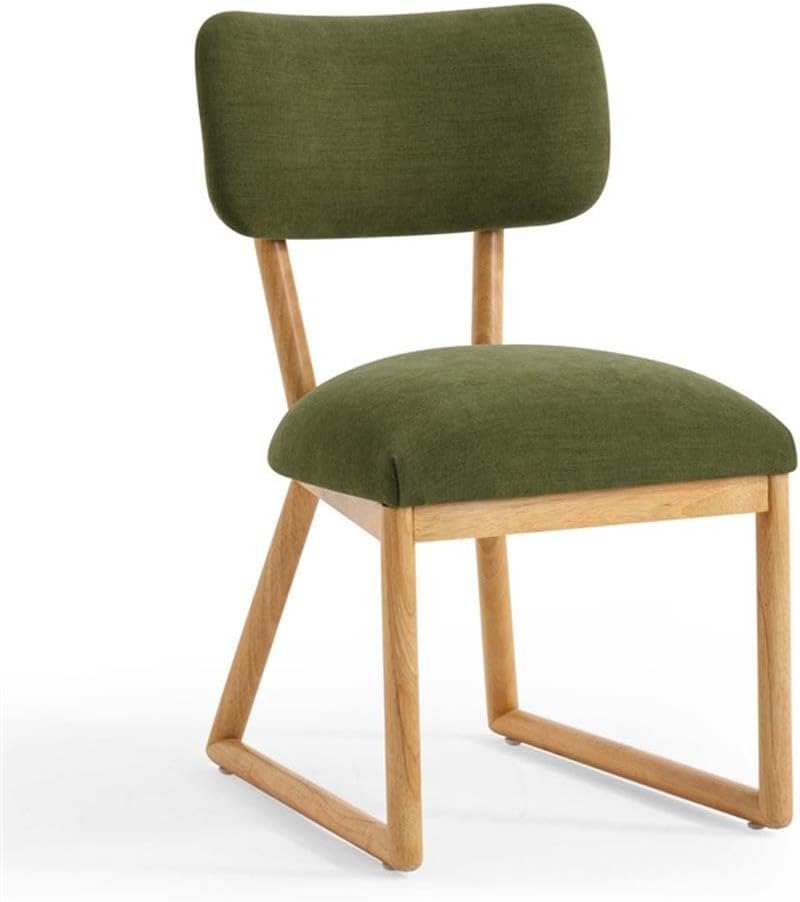 Pemberly Row Contemporary Dining Chair, Green Recycled Fabric, Wooden Frame, Upholstery Made from 150 Recycled Plastic Bottles, Handmade Design, 18.8" W x 19" D x 19.1" H, Eco-Friendly Dining Room