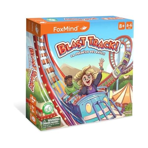 FoxMind: Blast Track - Tile Laying Board Game, Light Strategy Roller Coaster Building, Family Game Night, Kids & Adults Ages 8+, 2-6 Players, 30 Min Cover