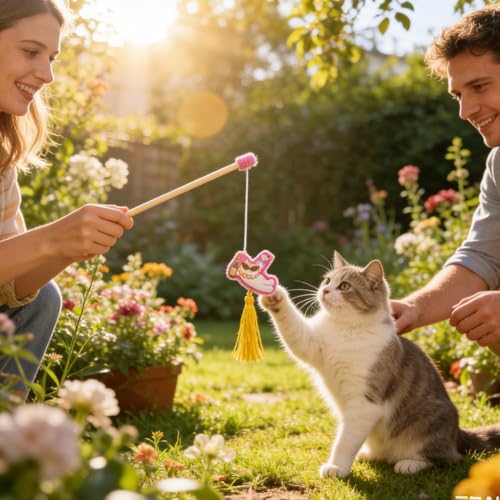Borlas y pluma para gato interactivo que evitan el aburrimiento en el hogar 3