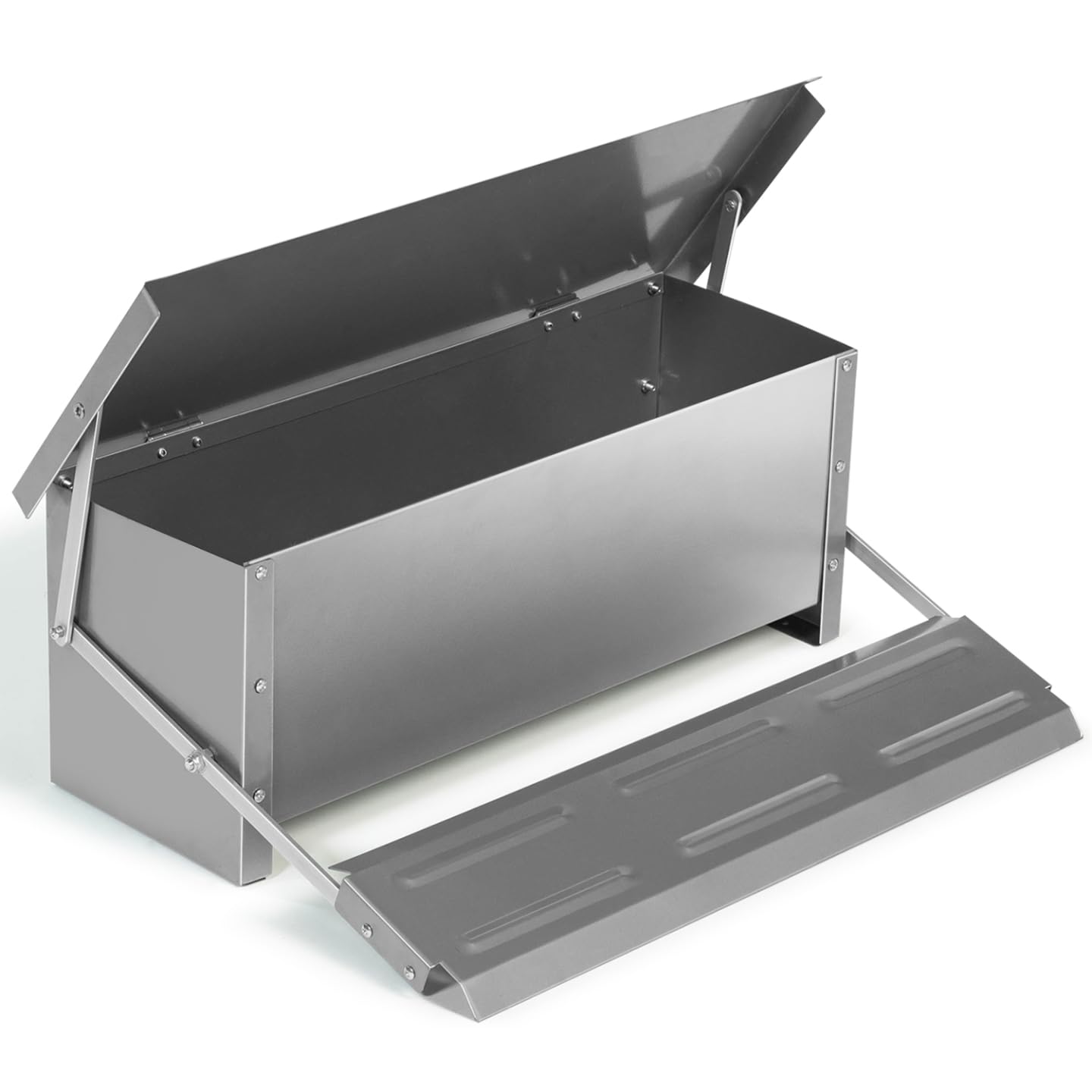 Alimentador XXL para gallinas, dispensador automático con pedal de acero 10 kg
