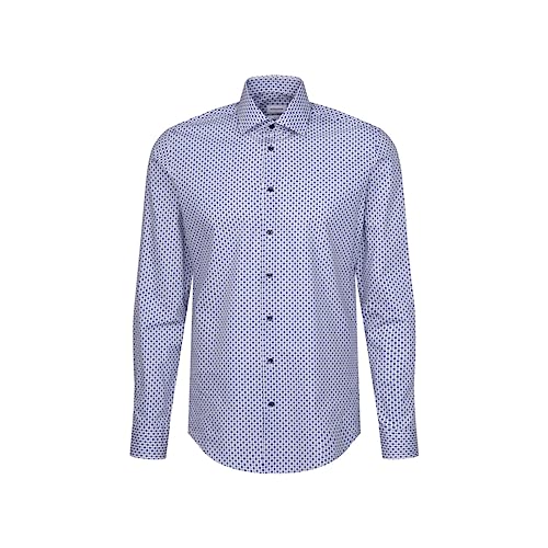 Preisvergleich Produktbild Seidensticker Herren Shaped Fit Langarm Hemd, Blau, 44 EU