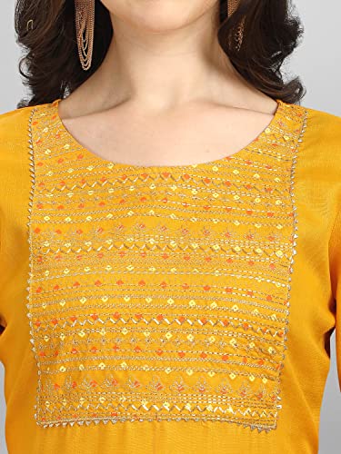 Image of VredeVogel Women Cotton Slub Straight Kurta Set With Pant and Net Embroidery Dupatta