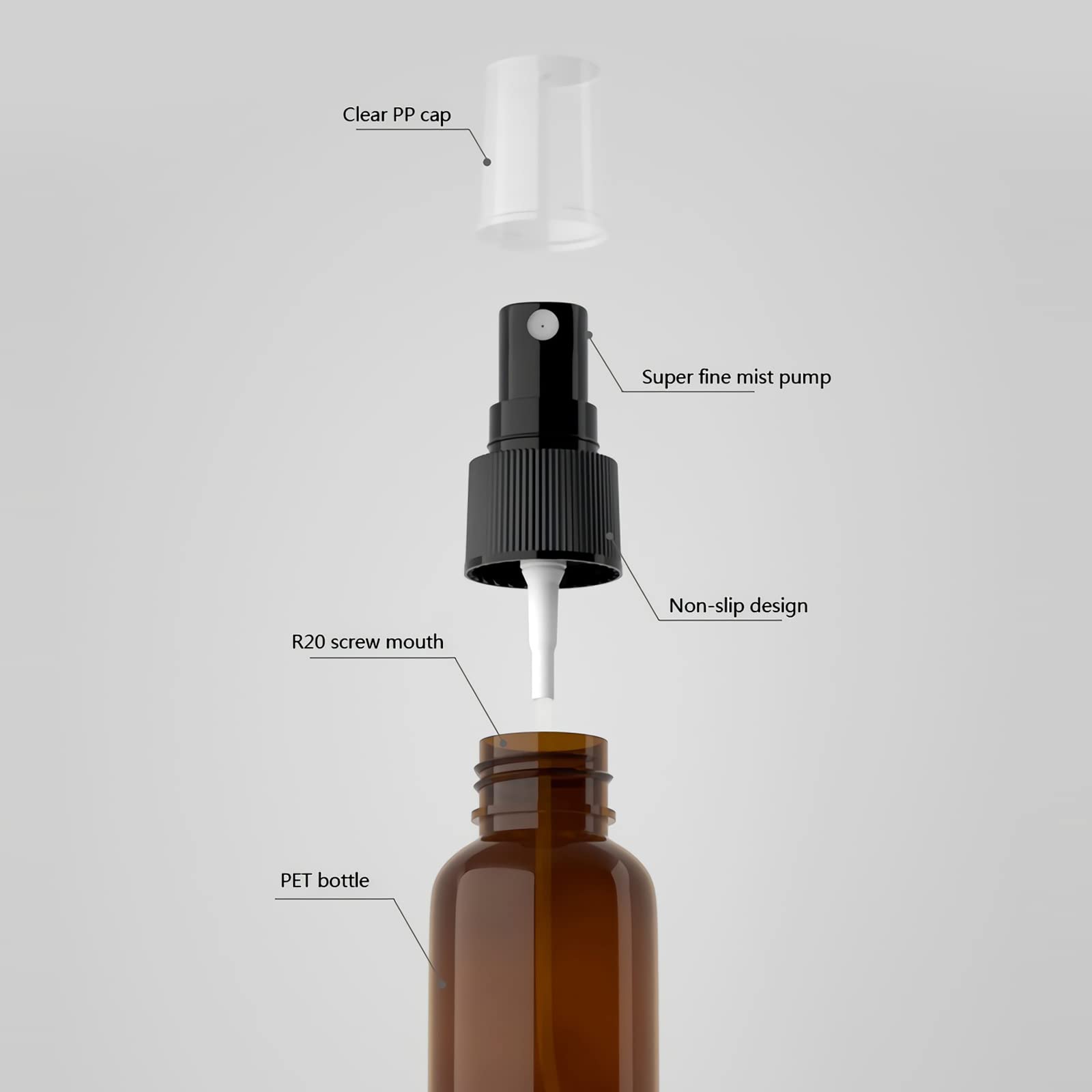 100 Piezas 100ml Transparente Recargable Botellas Con Sprayer Blanco para Limpieza Fina Botella de Spray Vacías Plástico, para Perfume Viaje Artículos de Agua Cosmético Alcohol + 1 x Embudo