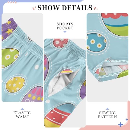 ZZXXB Colorful Eggs Print Boys Long Pants Soft Trousers Elastic Waist Kids Lounge Bottoms with Pockets S-XL4