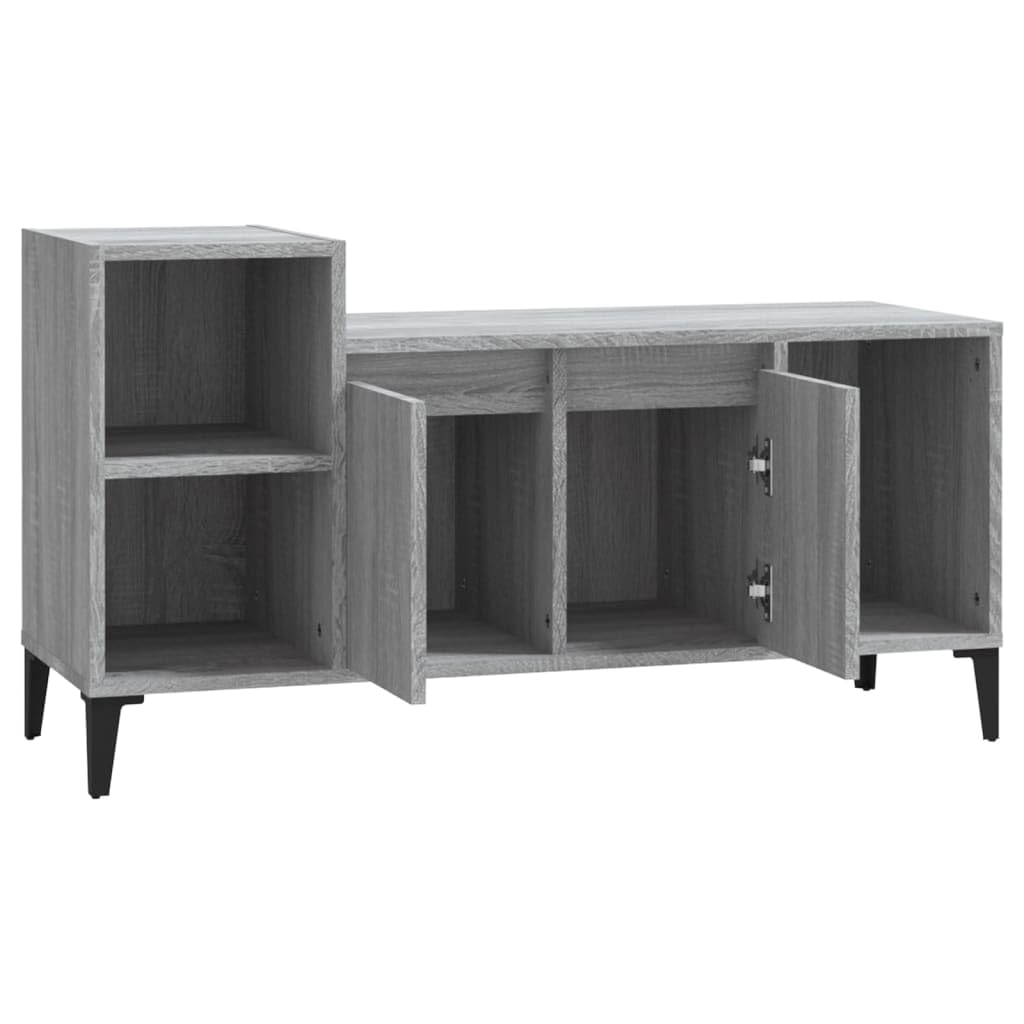 Fengshui Mobile TV grigio Sonoma, 100 x 35 x 55 cm, in legno | Con ante e scomparti, spazio per lettore DVD e console, supporto da parete incluso
