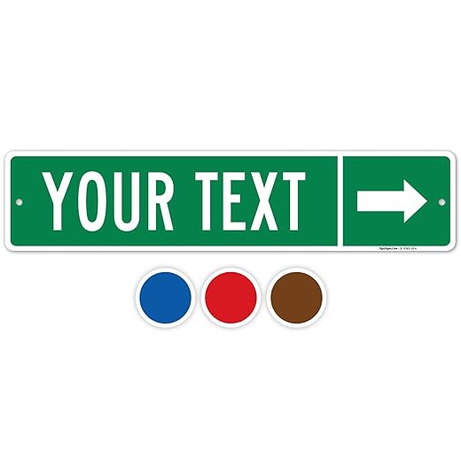 Custom Directional Sign, Personalized Direction Street Arrow Sign, (SC-9582) 4x18 Inches, ACM, Fade Resistant, Made in USA