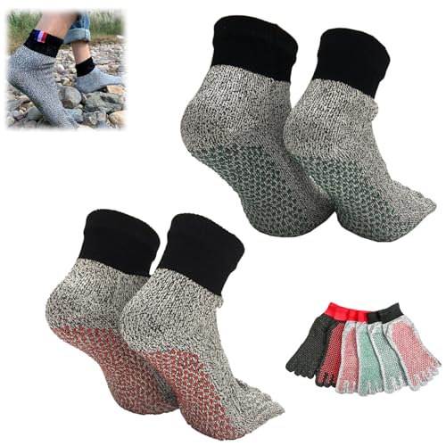 Konjoun Barefoot Socks Super Grounding Socks for Unisex Cozy Breathable Non Slip Toe Separation Sock for Outdoor Sports (G)