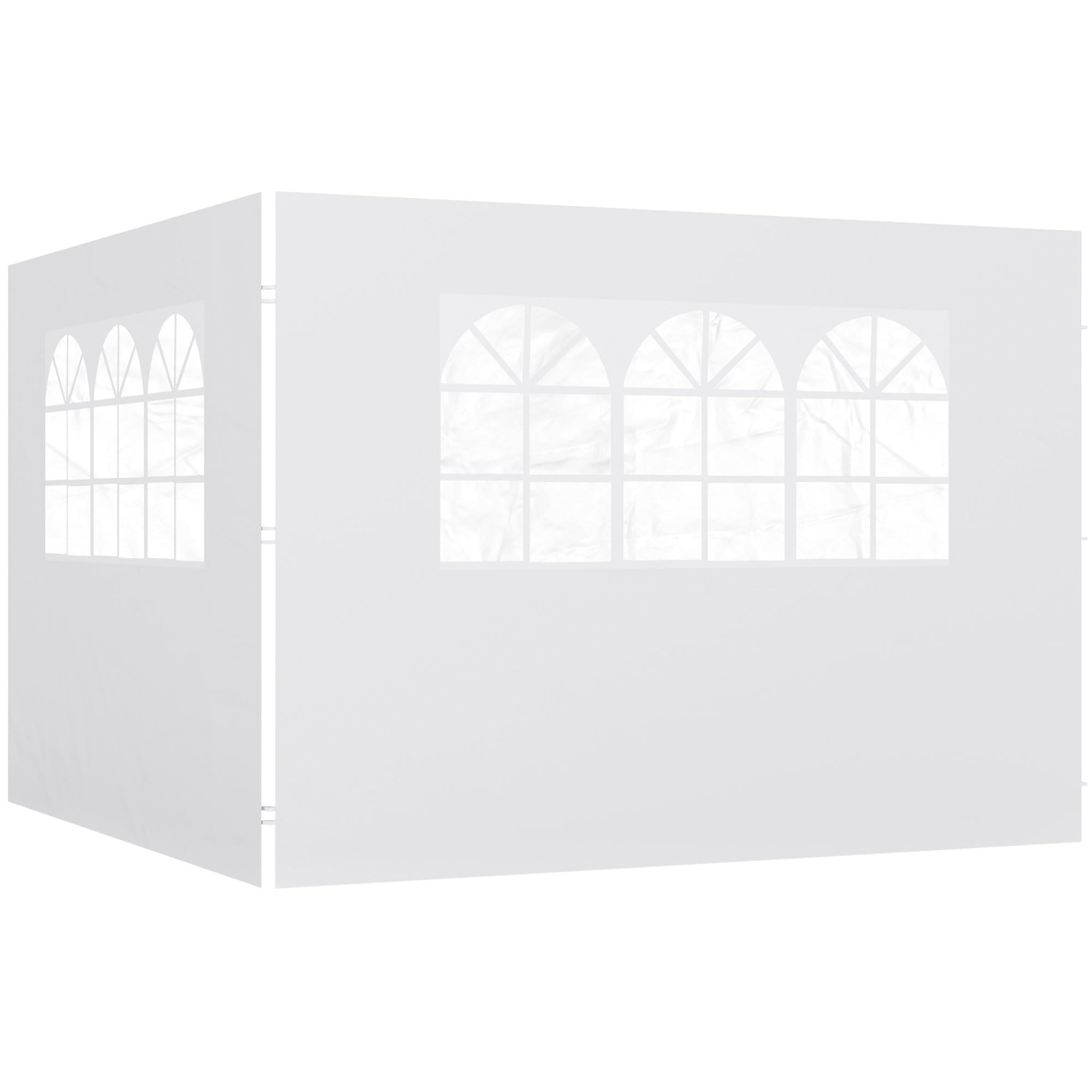 Outsunny Parois latérales de Rechange Barnum tonnelle 3 x 3 ou 3 x 6 m 2 pièces 2 Grandes fenêtres Blanc