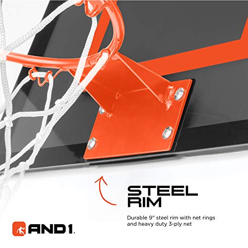 AND1 Over The Door Mini Hoop: - 18”x12” Easy to Install Portable Basketball Hoop with Steel Rim, Includes 5” Mini Basketball, Indoor Game Set for Children and Adults- Grey - Thumbnail 6
